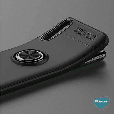 Microsonic Huawei P Smart S Kılıf Kickstand Ring Holder Siyah