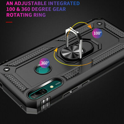 Microsonic Huawei P Smart Z Kılıf Military Ring Holder Siyah