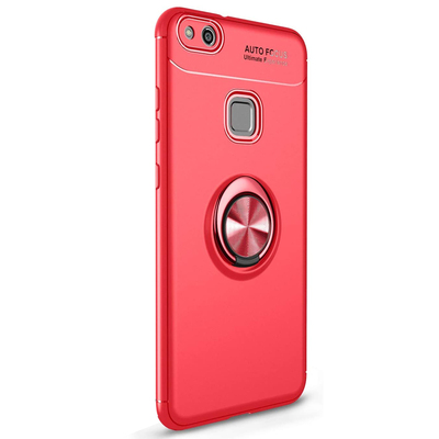 Microsonic Huawei P10 Lite Kılıf Kickstand Ring Holder Kırmızı