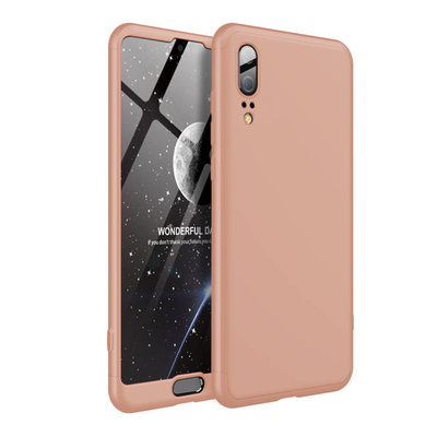 Microsonic Huawei P20 Kılıf Double Dip 360 Protective AYS Rose Gold