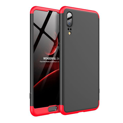 Microsonic Huawei P20 Kılıf Double Dip 360 Protective AYS Siyah Kırmızı