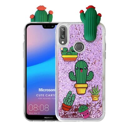 Microsonic Huawei P20 Lite Kılıf Cute Cartoon Kaktüs