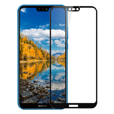 Microsonic Huawei P20 Lite Kavisli Temperli Cam Ekran Koruyucu Film Siyah