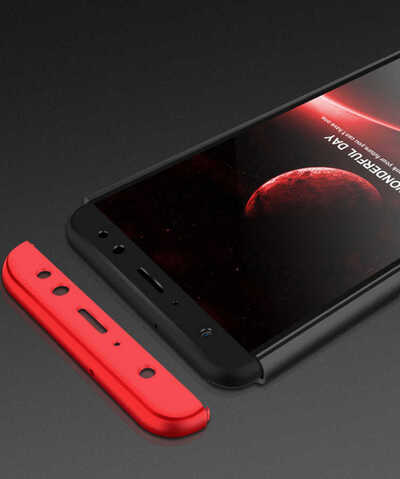 Microsonic Huawei P20 Pro Kılıf Double Dip 360 Protective AYS Siyah - Kırmızı
