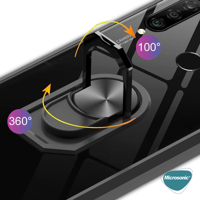 Microsonic Huawei P30 Lite Kılıf Grande Clear Ring Holder Kırmızı