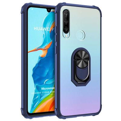 Microsonic Huawei P30 Lite Kılıf Grande Clear Ring Holder Lacivert