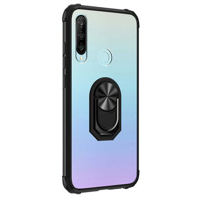 Microsonic Huawei P30 Lite Kılıf Grande Clear Ring Holder Siyah