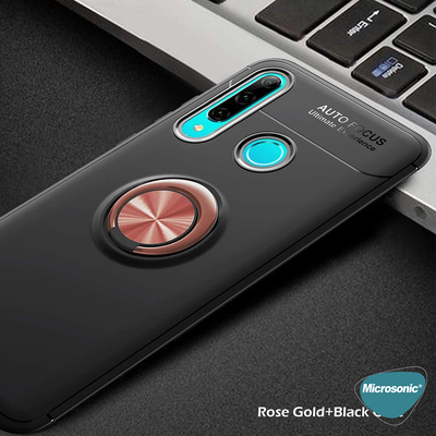 Microsonic Huawei P30 Lite Kılıf Kickstand Ring Holder Siyah