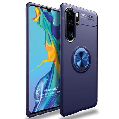 Microsonic Huawei P30 Pro Kılıf Kickstand Ring Holder Lacivert