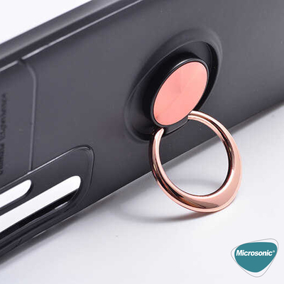 Microsonic Huawei P30 Pro Kılıf Kickstand Ring Holder Siyah