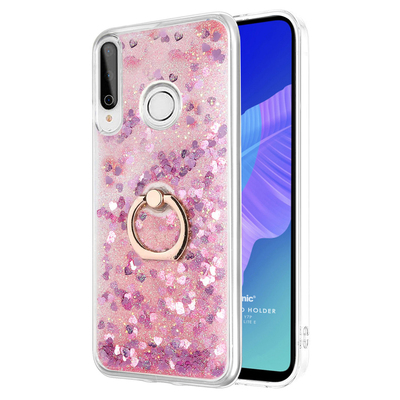 Microsonic Huawei P40 Lite E Kılıf Glitter Liquid Holder Pembe