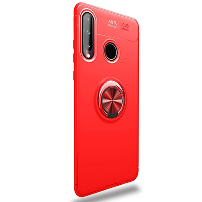 Microsonic Huawei P40 Lite E Kılıf Kickstand Ring Holder Kırmızı