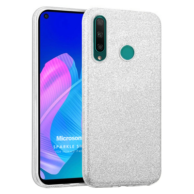 Microsonic Huawei P40 Lite E Kılıf Sparkle Shiny Gümüş