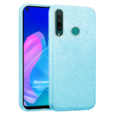 Microsonic Huawei P40 Lite E Kılıf Sparkle Shiny Mavi