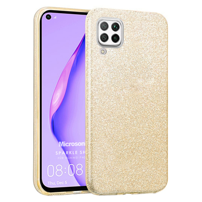 Microsonic Huawei P40 Lite Kılıf Sparkle Shiny Gold