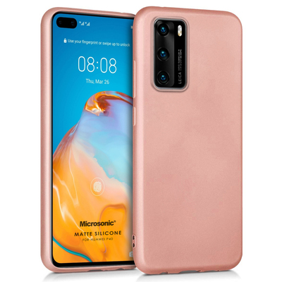 Microsonic Huawei P40 Kılıf Matte Silicone Rose Gold