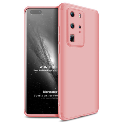 Microsonic Huawei P40 Pro Kılıf Double Dip 360 Protective AYS Rose Gold