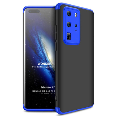 Microsonic Huawei P40 Pro Kılıf Double Dip 360 Protective AYS Siyah Mavi