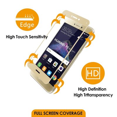 Microsonic Huawei P9 Lite 2017 Kavisli Temperli Cam Ekran Koruyucu Film Gold