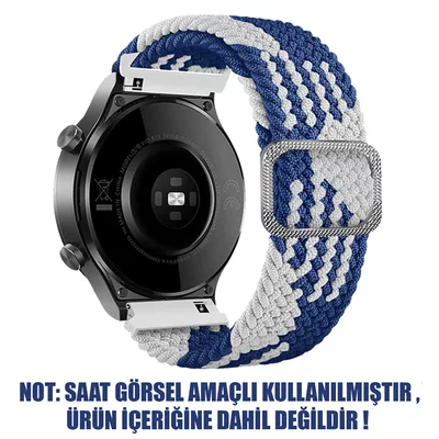 Microsonic Huawei Watch 2 Sport Kordon Braided Loop Band Mavi Beyaz