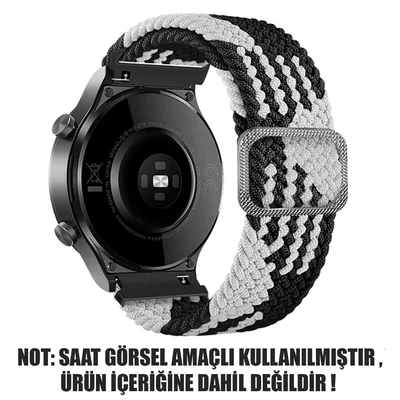Microsonic Huawei Watch GT 2e Kordon Braided Loop Band Siyah Beyaz