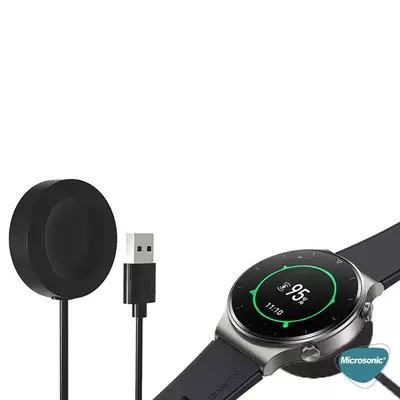 Microsonic Huawei Watch GT 3 Pro 46mm Titanyum Manyetik USB Şarj Kablosu Siyah
