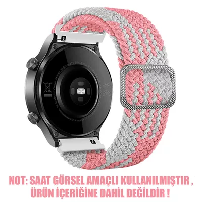 Microsonic Huawei Watch GT 3 SE Kordon Braided Loop Band Pembe Beyaz