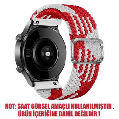 Microsonic Huawei Watch GT Runner Kordon Braided Loop Band Kırmızı Beyaz