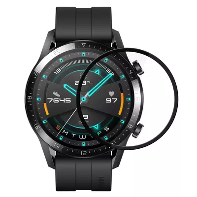 Microsonic Huawei Watch GT2 46mm Tam Kaplayan Temperli Cam Full Ekran Koruyucu Siyah