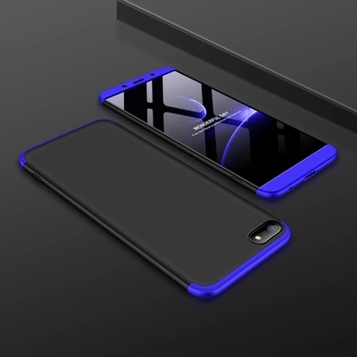 Microsonic Huawei Y5 2018 Kılıf Double Dip 360 Protective Siyah Mavi