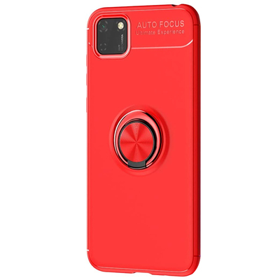 Microsonic Huawei Y5P Kılıf Kickstand Ring Holder Kırmızı
