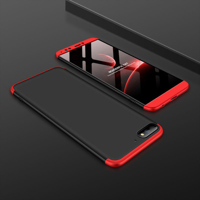Microsonic Huawei Y6 2018 Kılıf Double Dip 360 Protective AYS Siyah - Kırmızı