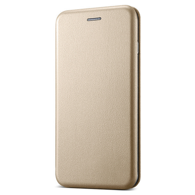 Microsonic Huawei Y6 2018 Kılıf Slim Leather Design Flip Cover Gold
