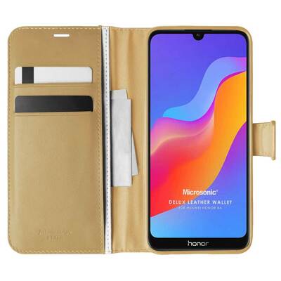 Microsonic Huawei Y6 2019 Kılıf Delux Leather Wallet Gold