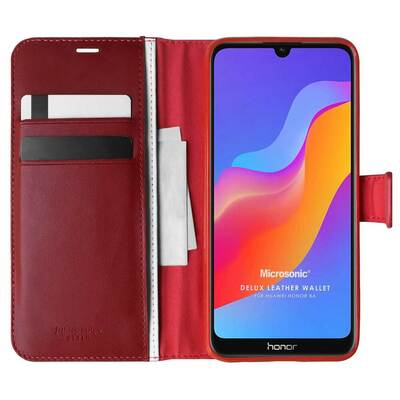 Microsonic Huawei Y6 2019 Kılıf Delux Leather Wallet Kırmızı