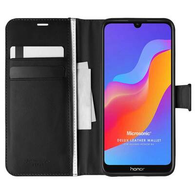 Microsonic Huawei Y6 2019 Kılıf Delux Leather Wallet Siyah