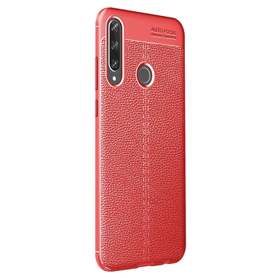 Microsonic Huawei Y6P Kılıf Deri Dokulu Silikon Kırmızı