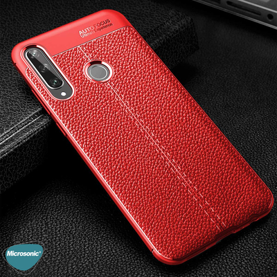 Microsonic Huawei Y6P Kılıf Deri Dokulu Silikon Kırmızı