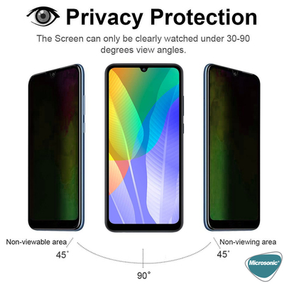 Microsonic Huawei Y6P Invisible Privacy Kavisli Ekran Koruyucu Siyah