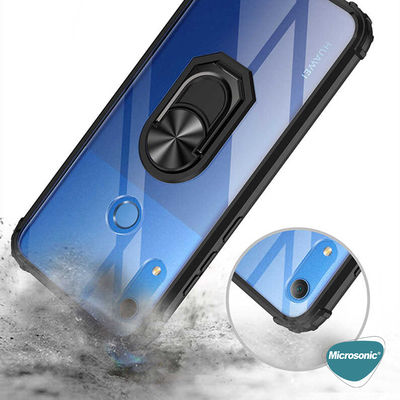 Microsonic Huawei Y6s 2019 Kılıf Grande Clear Ring Holder Kırmızı