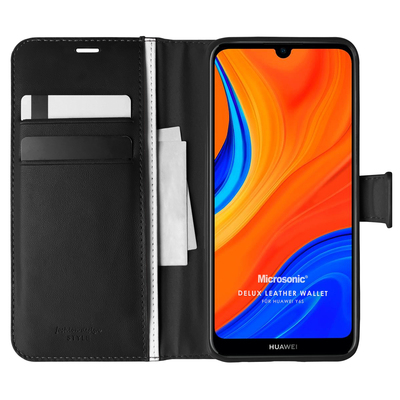 Microsonic Huawei Y6S Kılıf Delux Leather Wallet Siyah
