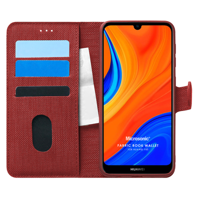 Microsonic Huawei Y6S Kılıf Fabric Book Wallet Kırmızı