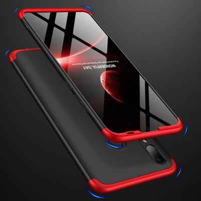 Microsonic Huawei Y7 2019 Kılıf Double Dip 360 Protective AYS Siyah Kırmızı