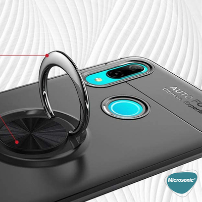 Microsonic Huawei Y7 2019 Kılıf Kickstand Ring Holder Siyah