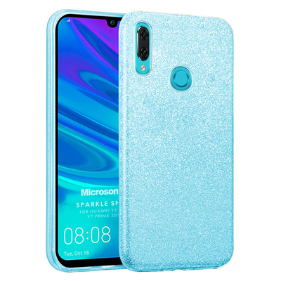Microsonic Huawei Y7 2019 Kılıf Sparkle Shiny Mavi