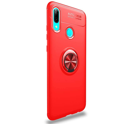 Microsonic Huawei Y7 Prime 2019 Kılıf Kickstand Ring Holder Kırmızı