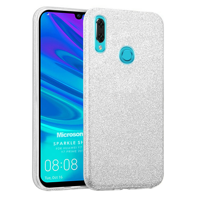 Microsonic Huawei Y7 Prime 2019 Kılıf Sparkle Shiny Gümüş