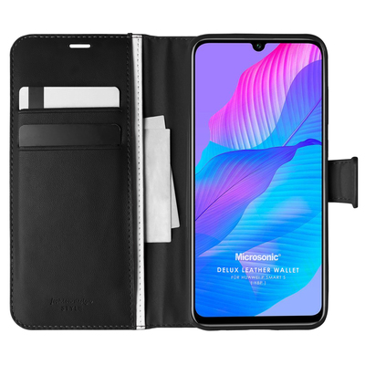 Microsonic Huawei Y8P Kılıf Delux Leather Wallet Siyah