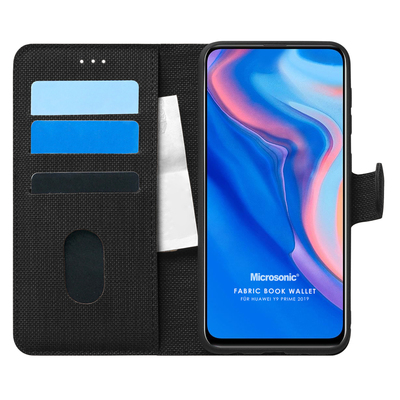 Microsonic Huawei Y9 Prime 2019 Kılıf Fabric Book Wallet Siyah
