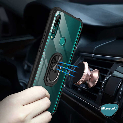 Microsonic Huawei Y9 Prime 2019 Kılıf Grande Clear Ring Holder Siyah